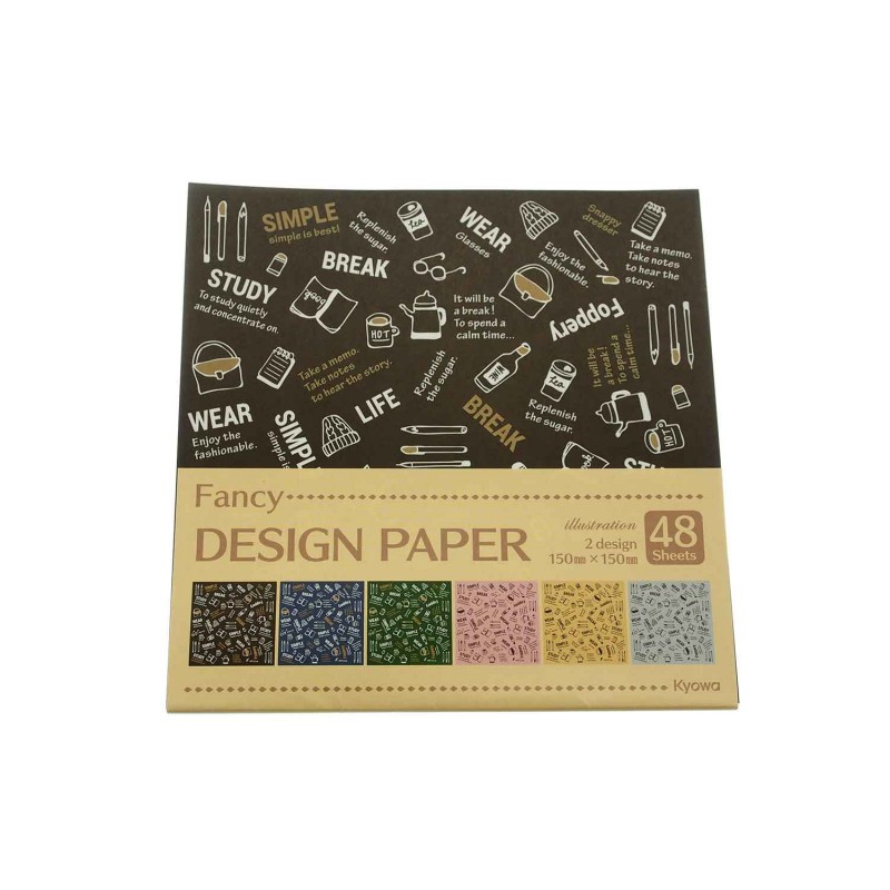 Kraft Design Paper Fancy Illustration 48sheets 150x150mm